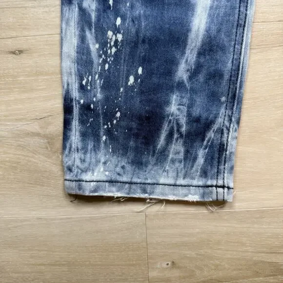 NEW Rock Revival Moto EAN Men's Jeans Acid Wash Blue Zippers 32x33 Stretch